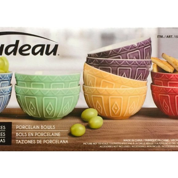 Trudeau Bowls 4.5 in. Multicolor Porcelain Bowls - 10 Pack - Picture 4 of 7